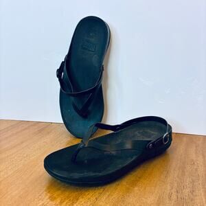Fitflops Black Strappy Lulu Thong Sandals Sporty Workout US 8 Support Leather